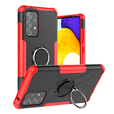 Funda Bumper Silicona y Plastico Mate Carcasa con Magnetico Anillo de dedo Soporte J01X para Samsung Galaxy A52 4G Rojo