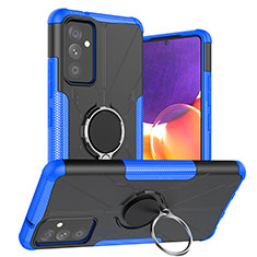 Funda Bumper Silicona y Plastico Mate Carcasa con Magnetico Anillo de dedo Soporte J01X para Samsung Galaxy A54 5G Azul