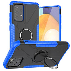 Funda Bumper Silicona y Plastico Mate Carcasa con Magnetico Anillo de dedo Soporte J01X para Samsung Galaxy A72 5G Azul