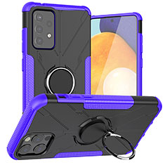 Funda Bumper Silicona y Plastico Mate Carcasa con Magnetico Anillo de dedo Soporte J01X para Samsung Galaxy A72 5G Morado