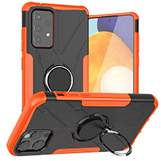 Funda Bumper Silicona y Plastico Mate Carcasa con Magnetico Anillo de dedo Soporte J01X para Samsung Galaxy A72 5G Naranja