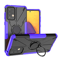 Funda Bumper Silicona y Plastico Mate Carcasa con Magnetico Anillo de dedo Soporte J01X para Samsung Galaxy A73 5G Morado