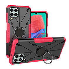 Funda Bumper Silicona y Plastico Mate Carcasa con Magnetico Anillo de dedo Soporte J01X para Samsung Galaxy M33 5G Rosa Roja
