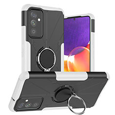 Funda Bumper Silicona y Plastico Mate Carcasa con Magnetico Anillo de dedo Soporte J01X para Samsung Galaxy M34 5G Plata