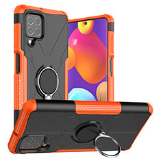 Funda Bumper Silicona y Plastico Mate Carcasa con Magnetico Anillo de dedo Soporte J01X para Samsung Galaxy M62 4G Naranja