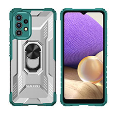 Funda Bumper Silicona y Plastico Mate Carcasa con Magnetico Anillo de dedo Soporte J02S para Samsung Galaxy A32 5G Verde