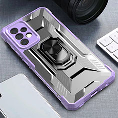 Funda Bumper Silicona y Plastico Mate Carcasa con Magnetico Anillo de dedo Soporte J02S para Samsung Galaxy A52 4G Morado