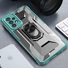 Funda Bumper Silicona y Plastico Mate Carcasa con Magnetico Anillo de dedo Soporte J02S para Samsung Galaxy A72 5G Verde