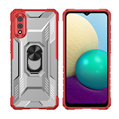 Funda Bumper Silicona y Plastico Mate Carcasa con Magnetico Anillo de dedo Soporte J02S para Samsung Galaxy M02 Rojo