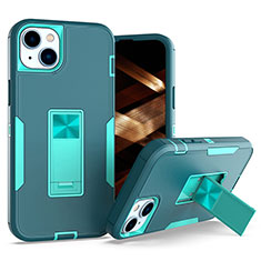 Funda Bumper Silicona y Plastico Mate Carcasa con Magnetico Anillo de dedo Soporte J03S para Apple iPhone 13 Verde