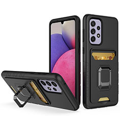 Funda Bumper Silicona y Plastico Mate Carcasa con Magnetico Anillo de dedo Soporte J03S para Samsung Galaxy A33 5G Negro