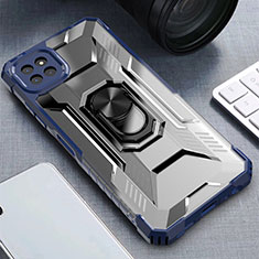 Funda Bumper Silicona y Plastico Mate Carcasa con Magnetico Anillo de dedo Soporte J03S para Samsung Galaxy F42 5G Azul