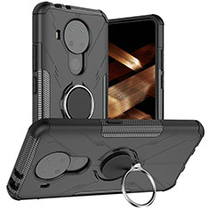 Funda Bumper Silicona y Plastico Mate Carcasa con Magnetico Anillo de dedo Soporte JX1 para Nokia 5.4 Negro