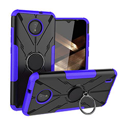 Funda Bumper Silicona y Plastico Mate Carcasa con Magnetico Anillo de dedo Soporte JX1 para Nokia C10 Morado