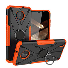 Funda Bumper Silicona y Plastico Mate Carcasa con Magnetico Anillo de dedo Soporte JX1 para Nokia C10 Naranja