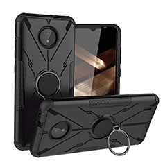 Funda Bumper Silicona y Plastico Mate Carcasa con Magnetico Anillo de dedo Soporte JX1 para Nokia C10 Negro