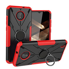 Funda Bumper Silicona y Plastico Mate Carcasa con Magnetico Anillo de dedo Soporte JX1 para Nokia C10 Rojo