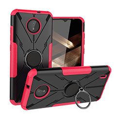 Funda Bumper Silicona y Plastico Mate Carcasa con Magnetico Anillo de dedo Soporte JX1 para Nokia C10 Rosa Roja