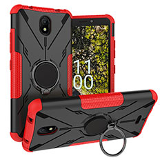 Funda Bumper Silicona y Plastico Mate Carcasa con Magnetico Anillo de dedo Soporte JX1 para Nokia C100 Rojo