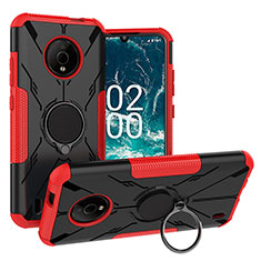 Funda Bumper Silicona y Plastico Mate Carcasa con Magnetico Anillo de dedo Soporte JX1 para Nokia C200 Rojo