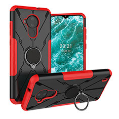 Funda Bumper Silicona y Plastico Mate Carcasa con Magnetico Anillo de dedo Soporte JX1 para Nokia C30 Rojo