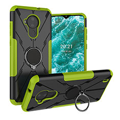 Funda Bumper Silicona y Plastico Mate Carcasa con Magnetico Anillo de dedo Soporte JX1 para Nokia C30 Verde