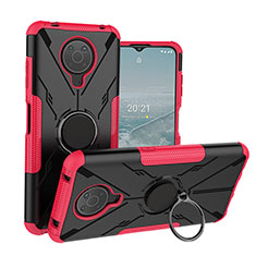 Funda Bumper Silicona y Plastico Mate Carcasa con Magnetico Anillo de dedo Soporte JX1 para Nokia G10 Rosa Roja