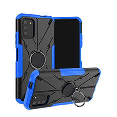 Funda Bumper Silicona y Plastico Mate Carcasa con Magnetico Anillo de dedo Soporte JX1 para Nokia G100 Azul