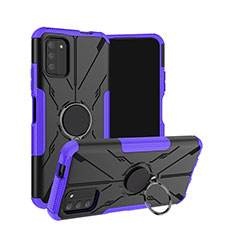 Funda Bumper Silicona y Plastico Mate Carcasa con Magnetico Anillo de dedo Soporte JX1 para Nokia G100 Morado