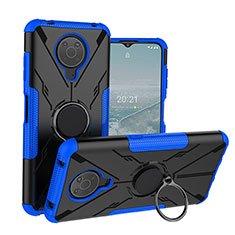 Funda Bumper Silicona y Plastico Mate Carcasa con Magnetico Anillo de dedo Soporte JX1 para Nokia G20 Azul