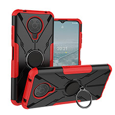 Funda Bumper Silicona y Plastico Mate Carcasa con Magnetico Anillo de dedo Soporte JX1 para Nokia G20 Rojo