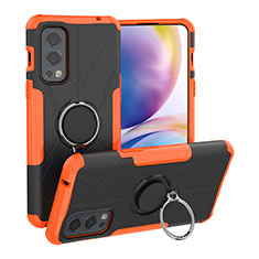 Funda Bumper Silicona y Plastico Mate Carcasa con Magnetico Anillo de dedo Soporte JX1 para OnePlus Nord 2 5G Naranja