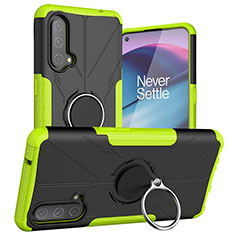 Funda Bumper Silicona y Plastico Mate Carcasa con Magnetico Anillo de dedo Soporte JX1 para OnePlus Nord CE 5G Verde