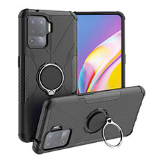 Funda Bumper Silicona y Plastico Mate Carcasa con Magnetico Anillo de dedo Soporte JX1 para Oppo A94 4G Negro