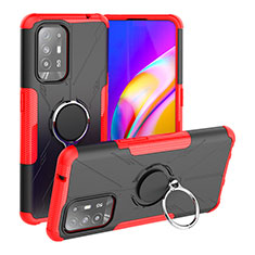 Funda Bumper Silicona y Plastico Mate Carcasa con Magnetico Anillo de dedo Soporte JX1 para Oppo Reno5 Z 5G Rojo