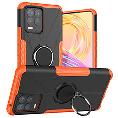 Funda Bumper Silicona y Plastico Mate Carcasa con Magnetico Anillo de dedo Soporte JX1 para Realme 8 4G Naranja