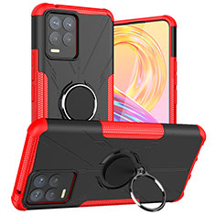 Funda Bumper Silicona y Plastico Mate Carcasa con Magnetico Anillo de dedo Soporte JX1 para Realme 8 Pro Rojo