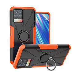 Funda Bumper Silicona y Plastico Mate Carcasa con Magnetico Anillo de dedo Soporte JX1 para Realme 8i Naranja