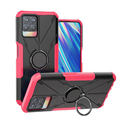 Funda Bumper Silicona y Plastico Mate Carcasa con Magnetico Anillo de dedo Soporte JX1 para Realme 8i Rosa Roja