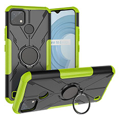 Funda Bumper Silicona y Plastico Mate Carcasa con Magnetico Anillo de dedo Soporte JX1 para Realme C25Y India Verde