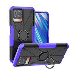 Funda Bumper Silicona y Plastico Mate Carcasa con Magnetico Anillo de dedo Soporte JX1 para Realme Narzo 50 4G Morado