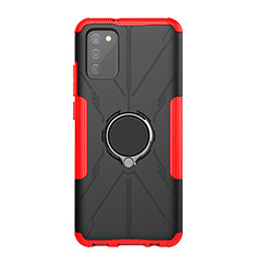 Funda Bumper Silicona y Plastico Mate Carcasa con Magnetico Anillo de dedo Soporte JX1 para Samsung Galaxy A02s Rojo