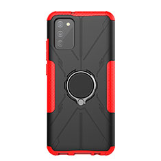 Funda Bumper Silicona y Plastico Mate Carcasa con Magnetico Anillo de dedo Soporte JX1 para Samsung Galaxy A03s Rojo