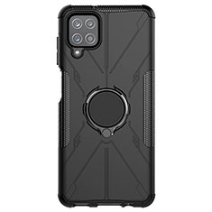 Funda Bumper Silicona y Plastico Mate Carcasa con Magnetico Anillo de dedo Soporte JX1 para Samsung Galaxy A12 5G Negro