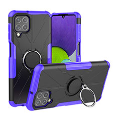 Funda Bumper Silicona y Plastico Mate Carcasa con Magnetico Anillo de dedo Soporte JX1 para Samsung Galaxy A22 4G Morado