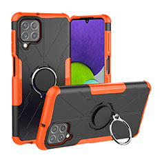 Funda Bumper Silicona y Plastico Mate Carcasa con Magnetico Anillo de dedo Soporte JX1 para Samsung Galaxy A22 4G Naranja