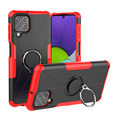 Funda Bumper Silicona y Plastico Mate Carcasa con Magnetico Anillo de dedo Soporte JX1 para Samsung Galaxy A22 4G Rojo