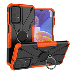 Funda Bumper Silicona y Plastico Mate Carcasa con Magnetico Anillo de dedo Soporte JX1 para Samsung Galaxy A23 4G Naranja