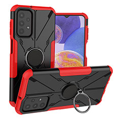 Funda Bumper Silicona y Plastico Mate Carcasa con Magnetico Anillo de dedo Soporte JX1 para Samsung Galaxy A23 4G Rojo