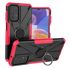 Funda Bumper Silicona y Plastico Mate Carcasa con Magnetico Anillo de dedo Soporte JX1 para Samsung Galaxy A23 4G Rosa Roja